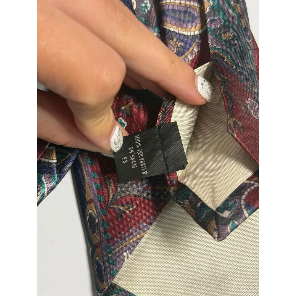 VTG Ketch Necktie Red Paisley Floral Pattern Retro Classic Formal Mens OS
